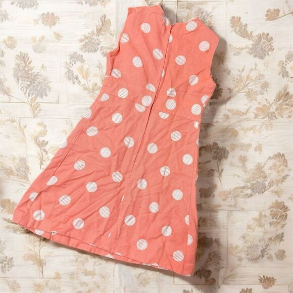 Vintage 1960s Pink Polka Dot Shift Pencil Dress Small Pinup Mod Classic - Picture 3 of 9